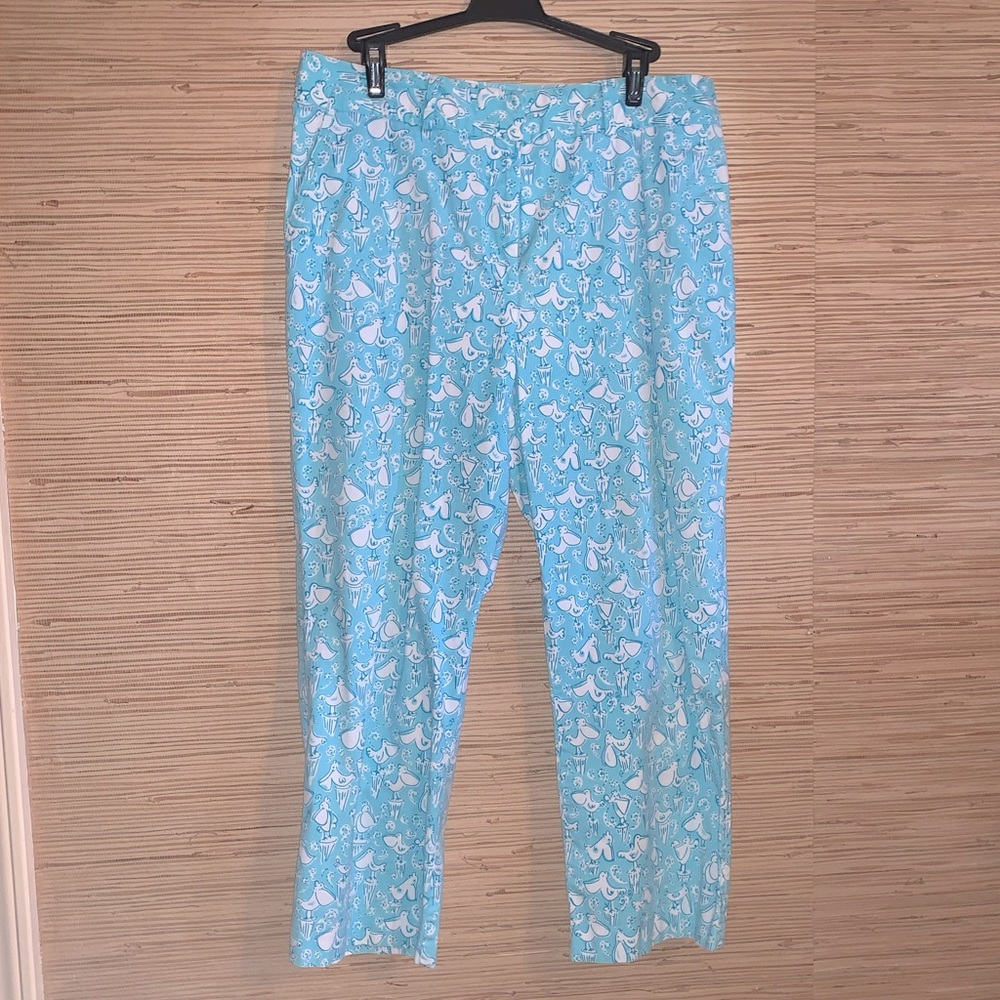 Lilly Pulitzer Vintage Blue and White Pelican Pants Size 12